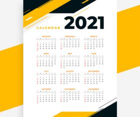Simple 2021 calendar vector