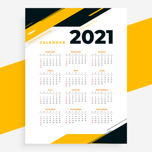 Simple 2021 calendar vector