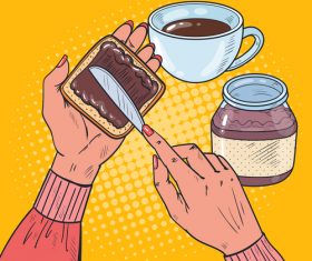 Smearing chocolate sauce cartoon vector