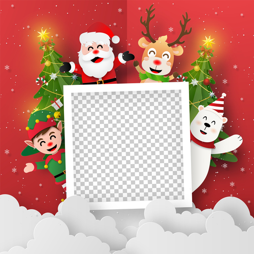 Smiling Santa Claus and friends vector