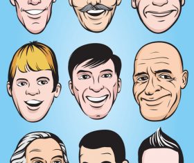 Smiling men faces vector