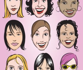 Smiling woman faces vector