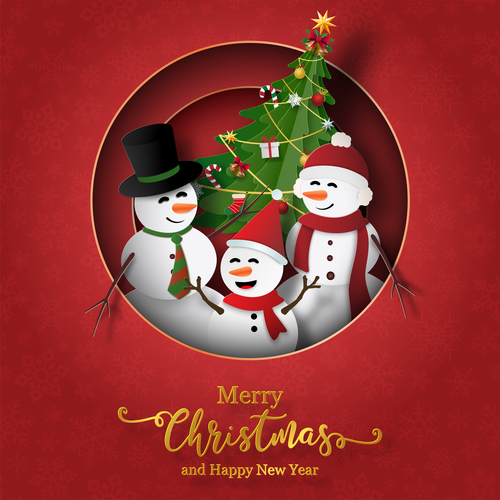 Snowman Christmas card vector