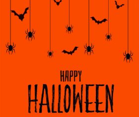 Spider and bat silhouette halloween card vector