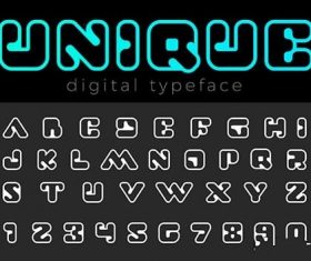 Square Digital Font vector
