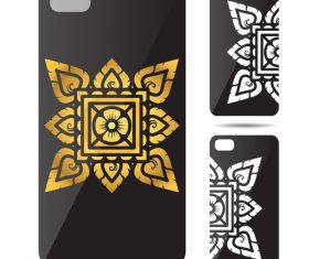 Square hexagon leaf mandala art pattern phone cases cover vector