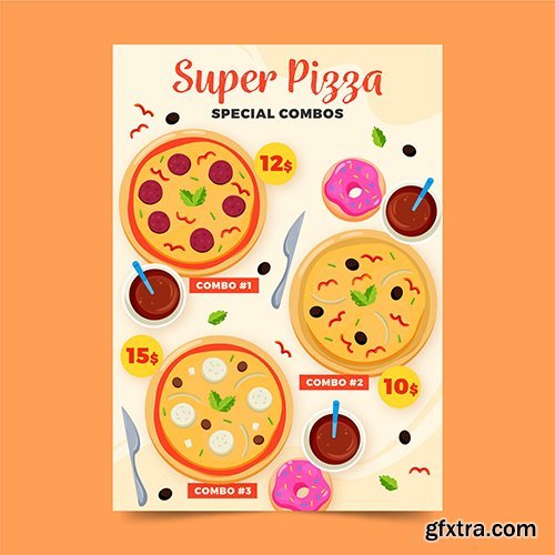 Super pizza combo meals poster template vector