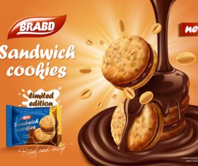 Sweet Chocolate Flavored Biscuit Advertising Vector