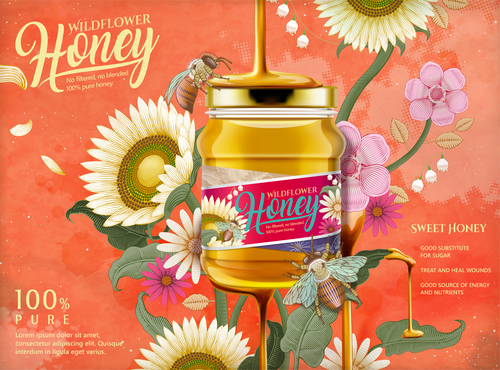 Sweet honey advertising vector