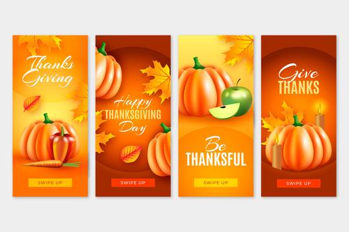 Thanksgiving swipe up banner greeting card vector