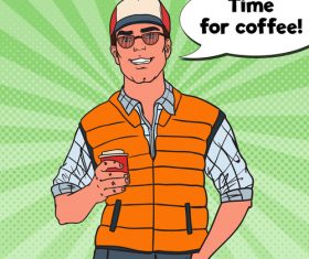 Time for coffee cartoon vector