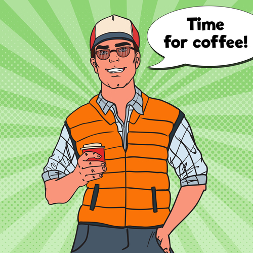 Time for coffee cartoon vector