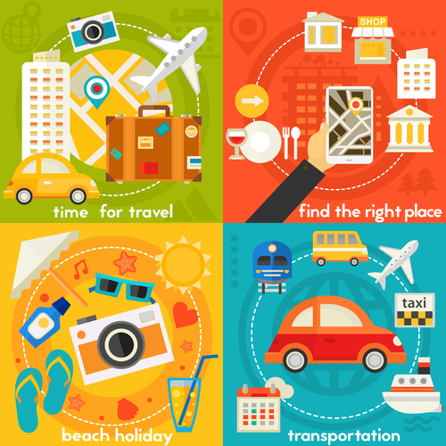 Time for travel flat concept vector