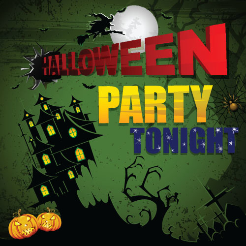Tonight Halloween party invitation card vector