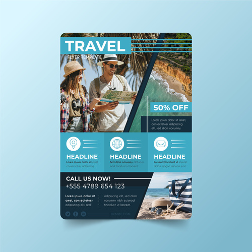 Travel agency flyer vector