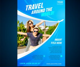 Travel around the world flyer vector