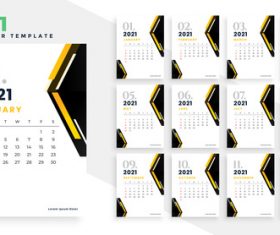 Two-color background 2021 calendar vector