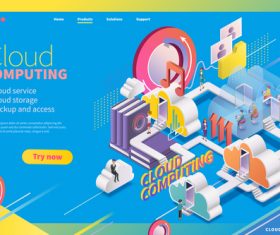 Use service to download isometric data cartoon illustration vector