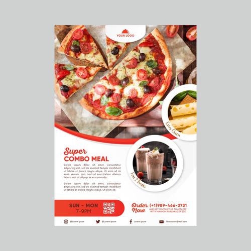 Vegetarian Pizza Flyer Vector