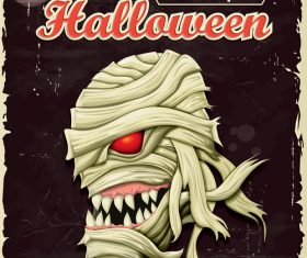 Vintage Halloween Mummy poster vector