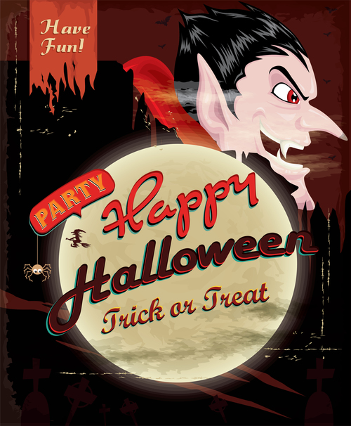 Vintage Halloween poster design vector