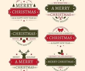 Vintage christmas badge collection vector