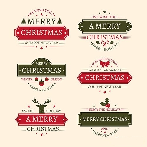 Vintage christmas badge collection vector