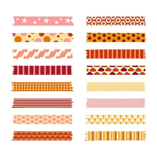 Warm color washi tape vector