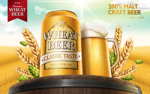 Wheat beer advertising vector