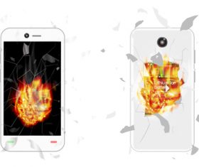 White mobile phone case flame cover vector