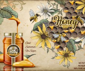 Wild honey advertising vector