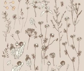 Wild plant pattern vector