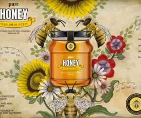 Wildflower honey advertising vector