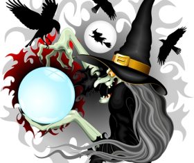 Witch epiphany and crows vector