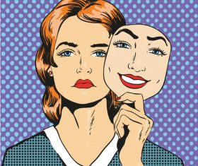 Woman expression mask vector