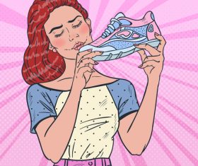 Woman love shoes cartoon vector