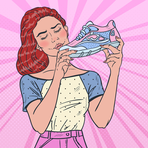 Woman love shoes cartoon vector free download