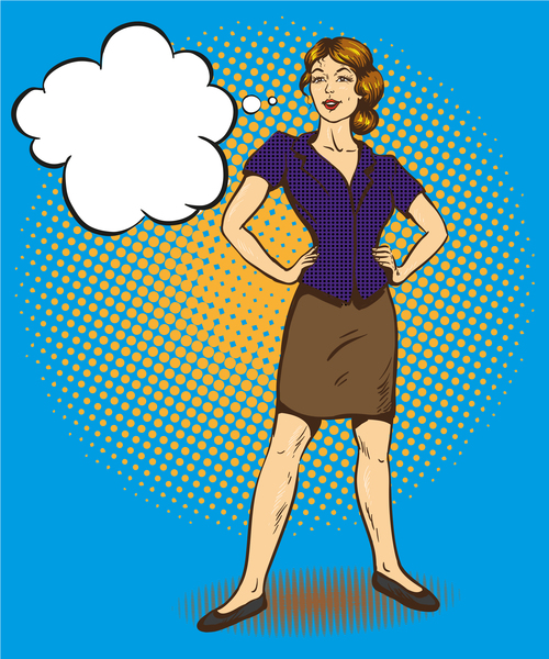 Woman standing with arms akimbo vector