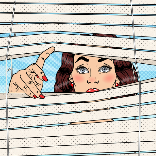 Woman vector looking out the window
