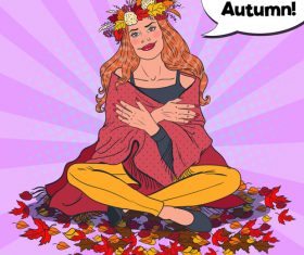 Woman who loves autumn cartoon vector