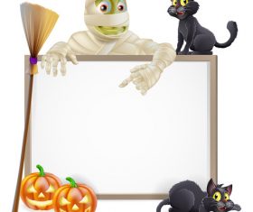 Zombie black cat and white board vector