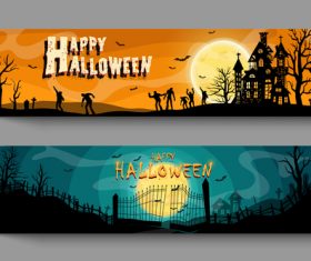 Zombie halloween banner illustration vector