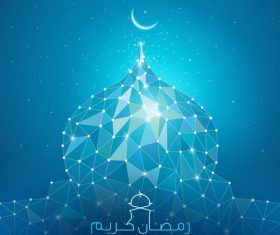 ramadan kareem line mosque dome mosaic for greeting vector