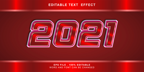 2021 3d editable text style effect vector