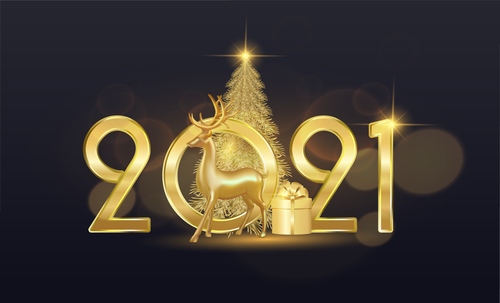 Download 2021 gold christmas card vector free download