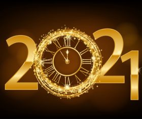 2021 new year clock vector