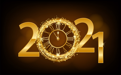 2021 new year clock vector
