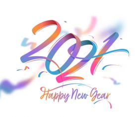 2021 new year color text design vector