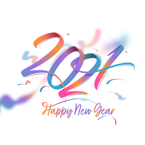 2021 new year color text design vector
