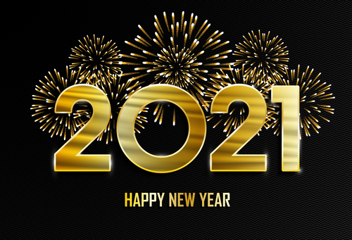 2021 new year fireworks background vector